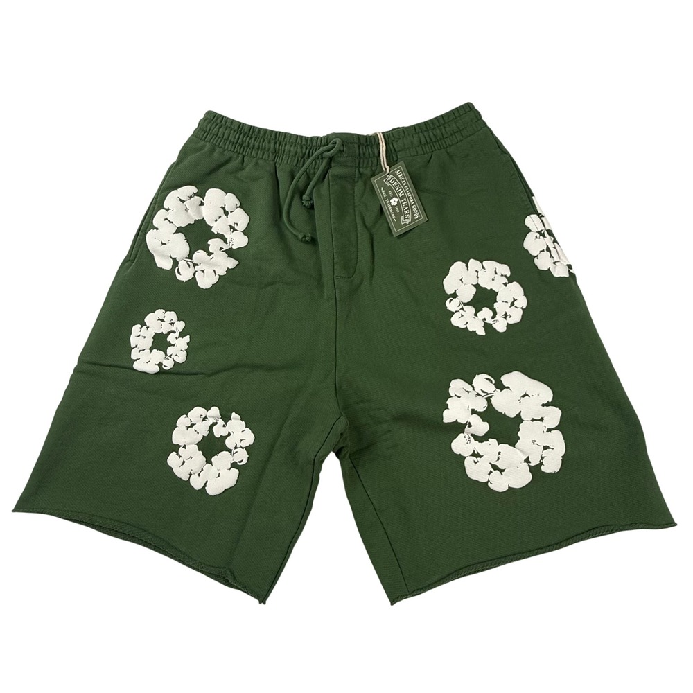 Denim Tears Cotton Wreath Shorts Green SS25BRS295 Mens XL New